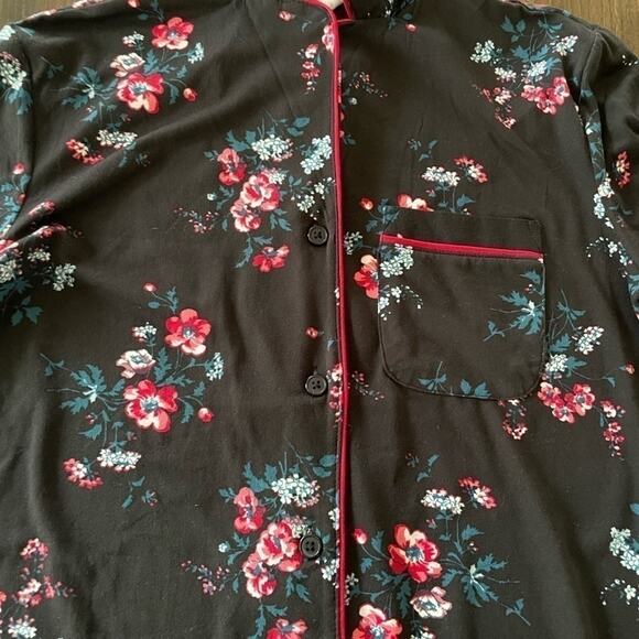 Charter Club Intimates Womens XS Black Floral Print Pajama Sleep Shirt Nightgown - Picture 3 of 8
